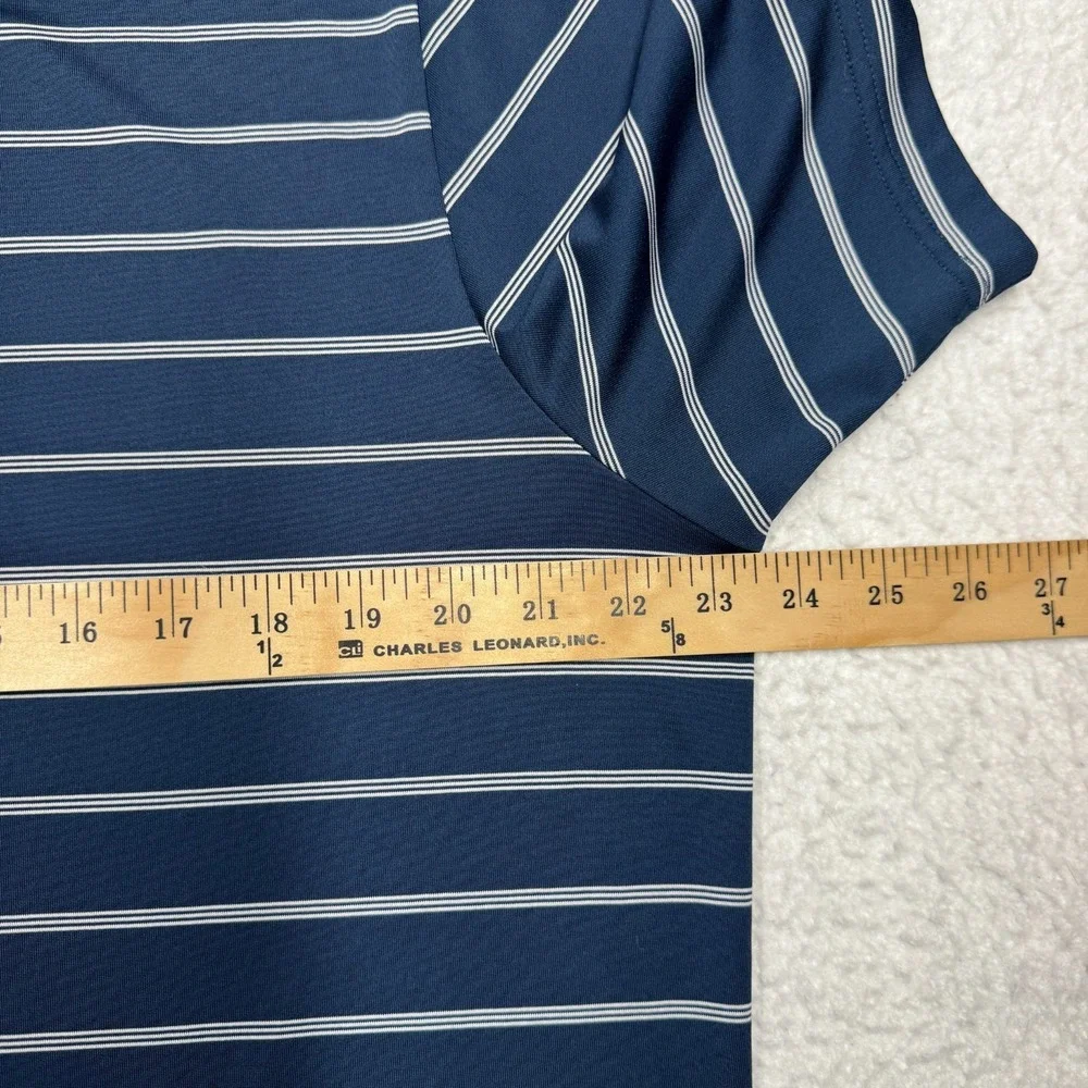 Adidas Pure Motion Golf Polo Shirt Striped Short Sleeve Blue Men's Size Large